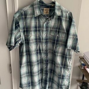 Red Head Green Grey Pearl Snap S/S Western Button Shirt Cotton Polyester Sz L